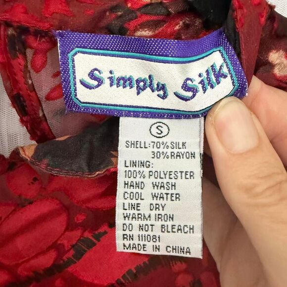 Simply Silk Red Floral Burnout Kimono Midi Dress Size S Sheer Y2K Fairy Grunge - Picture 8 of 8